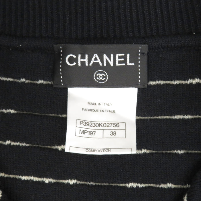 CHANEL 
COCO CC ココボタン ウール カシミヤ 
ココマーク ラメ ボーダー カーディガン