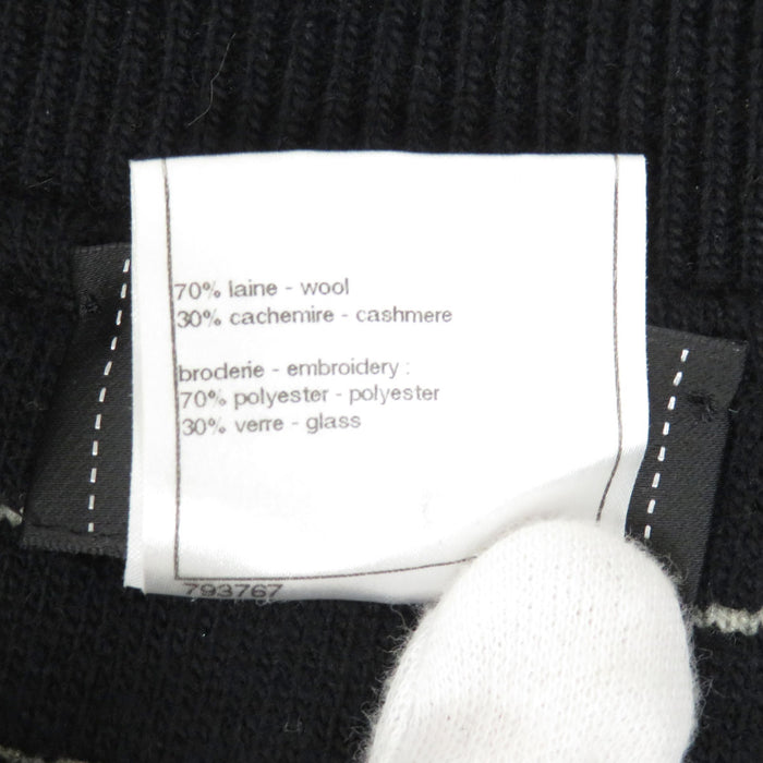 CHANEL 
COCO CC ココボタン ウール カシミヤ 
ココマーク ラメ ボーダー カーディガン