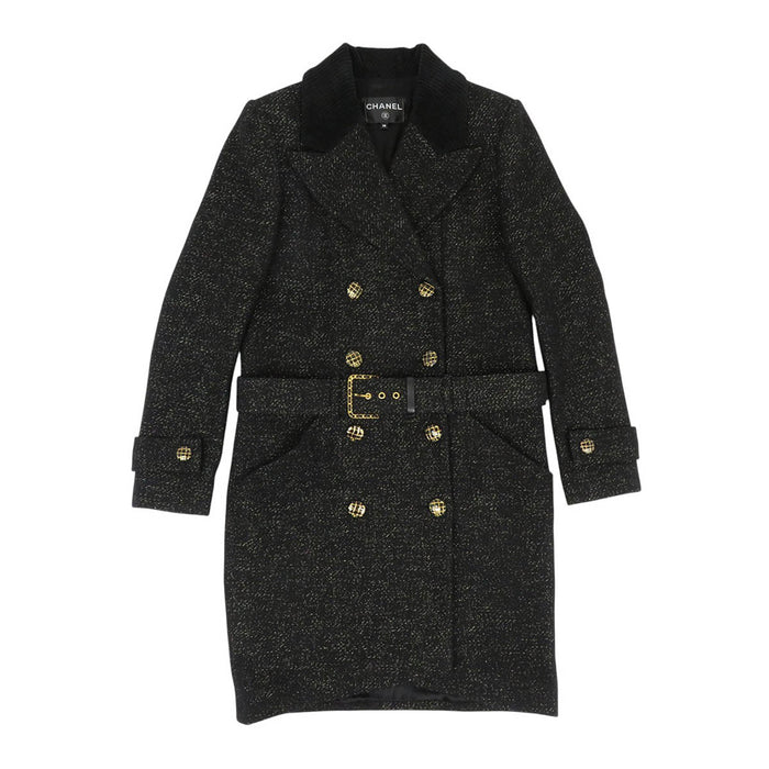 CHANEL 
COCO CC ココボタン ロゴ ウール 
ココマーク ベルト付き コート