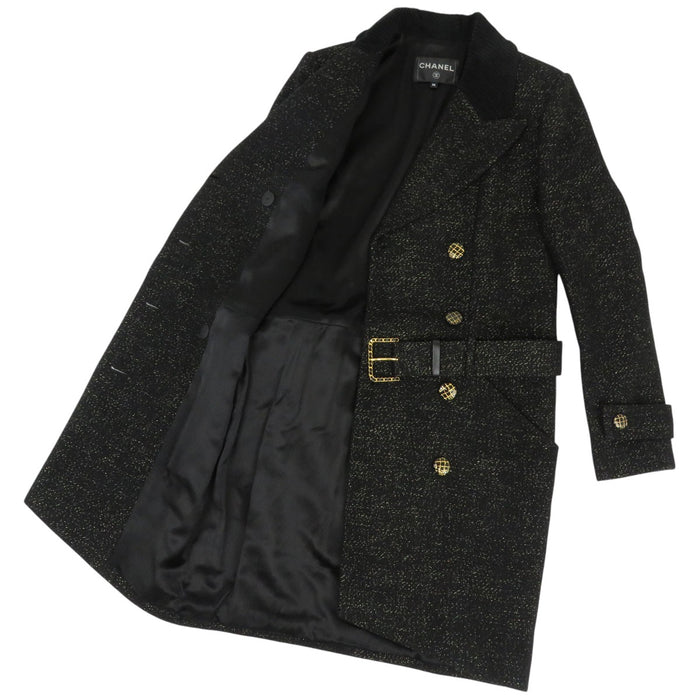 CHANEL 
COCO CC ココボタン ロゴ ウール 
ココマーク ベルト付き コート