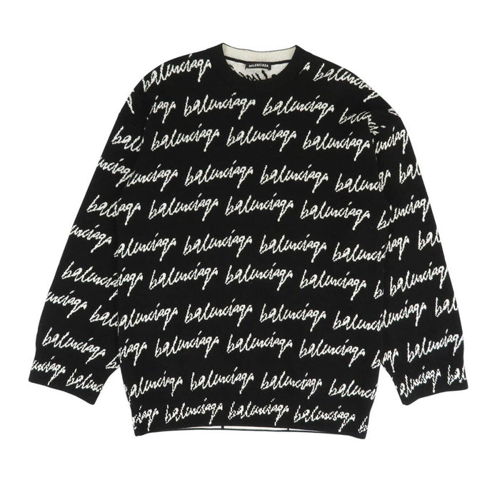 BALENCIAGA 
総柄 ウール 
スクリブル ジャガード ロゴ オーバーサイズ ニット