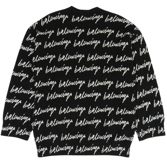 BALENCIAGA 
総柄 ウール 
スクリブル ジャガード ロゴ オーバーサイズ ニット