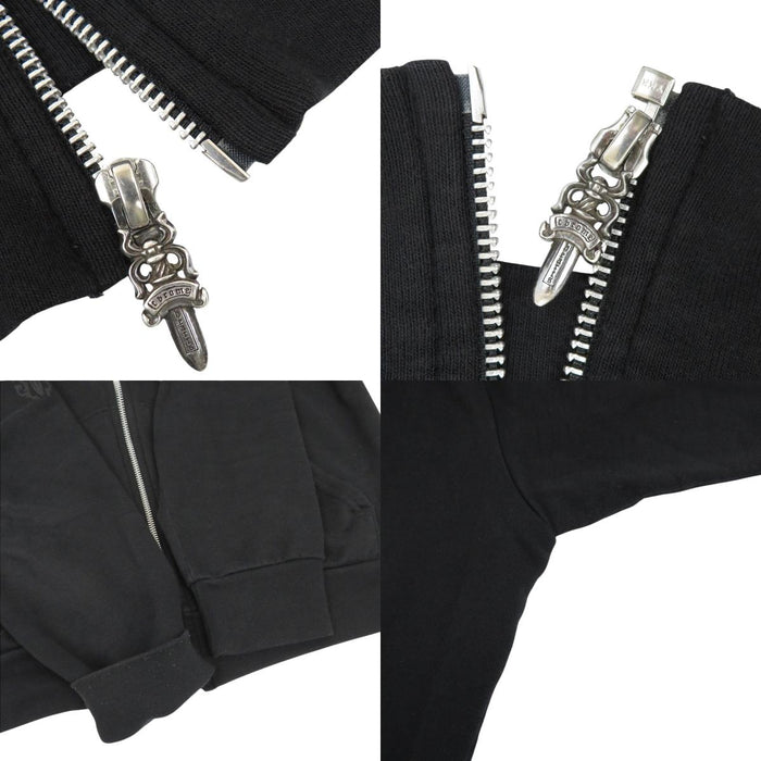 CHROME HEARTS 
CH CEM CRS Scroll Label Sweat Hoodie 
Cemetery Cross Dagger Zip Zip-Up Parka