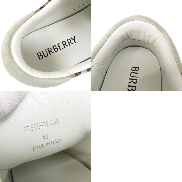 BURBERRY 
ロゴ チェック柄 レザー スウェード レースアップ 
チェック ロートップ スニーカー