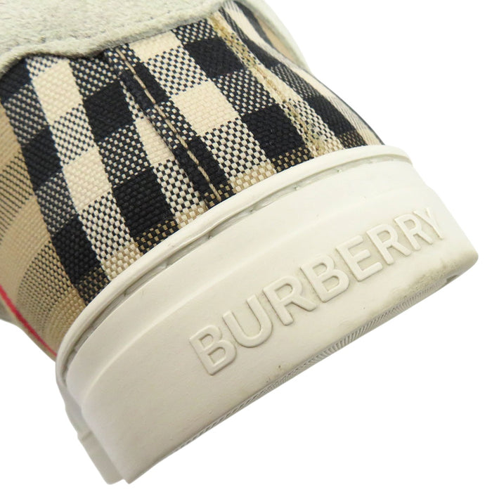 BURBERRY 
ロゴ チェック柄 レザー スウェード レースアップ 
チェック ロートップ スニーカー