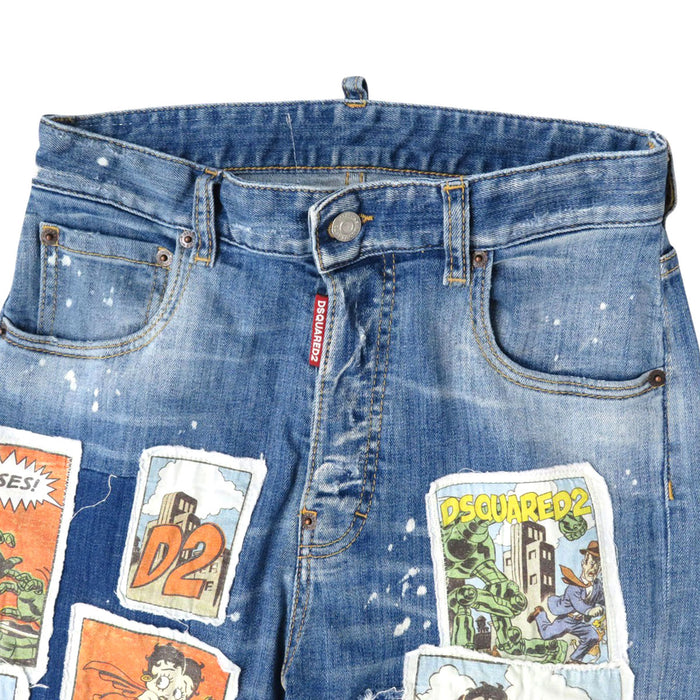 DSQUARED2 
ベティブープ パッチワーク ダメージ加工 
Betty Boop ウォッシュ ファイブポケット ジーンズ
