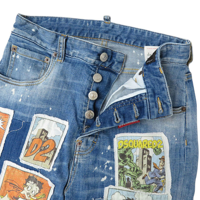 DSQUARED2 
ベティブープ パッチワーク ダメージ加工 
Betty Boop ウォッシュ ファイブポケット ジーンズ
