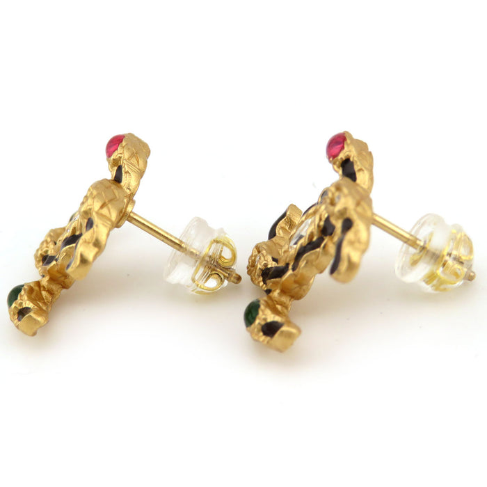 香奈儿 A20C 可可双C标志 金色金属 可可标志 彩色水晶 耳环