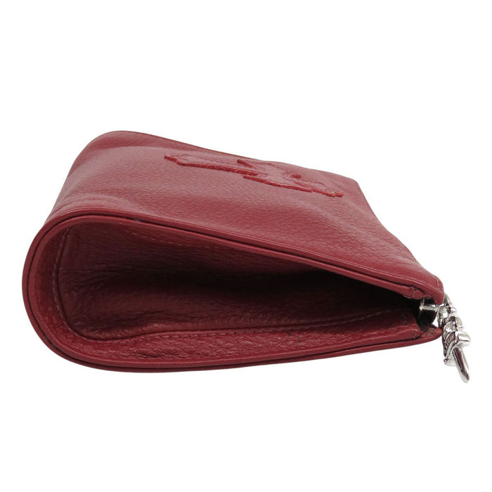 CHROME HEARTS 
CH ASTUCCIO COSMETICO2 AIS Etichetta a rotolo Logo Argento 
Toppa a croce Cerniera a pugnale Pochette in pelle 
Con fattura