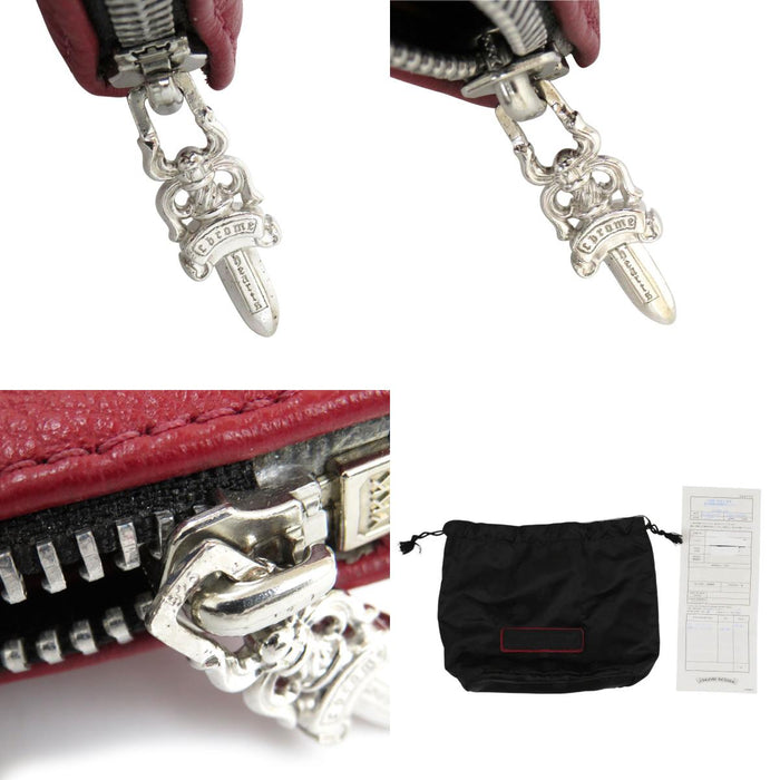 CHROME HEARTS 
CH ASTUCCIO COSMETICO2 AIS Etichetta a rotolo Logo Argento 
Toppa a croce Cerniera a pugnale Pochette in pelle 
Con fattura