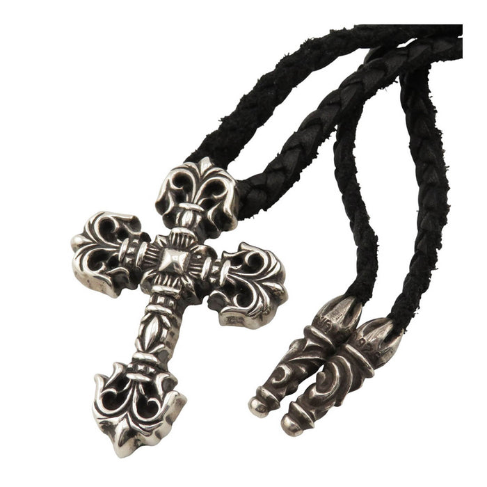 CHROME HEARTS  
CH 细工十字架-超小号 LB 桶形孔片  
细工十字架 超小号 皮革编织项链