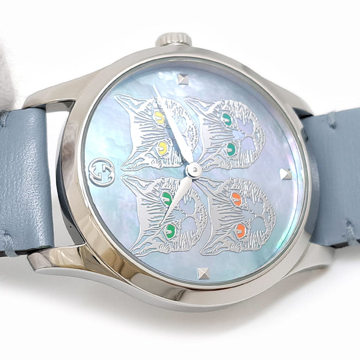 GUCCI 
Gタイムレス キャット ブルーシェル 
箱ギャラ付