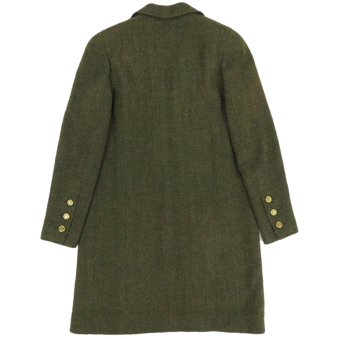 香奈兒  
COCO CC 可可鈕扣 94A 黃金色金屬  
可可標誌 復古 羊毛 長大衣