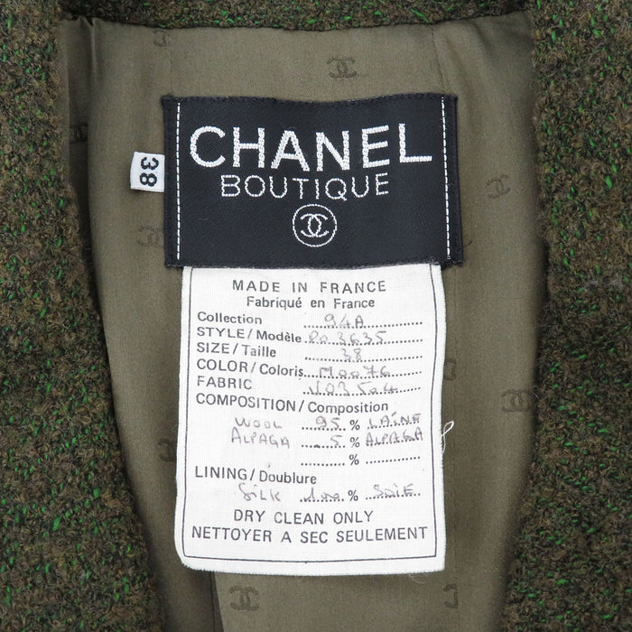 香奈兒  
COCO CC 可可鈕扣 94A 黃金色金屬  
可可標誌 復古 羊毛 長大衣