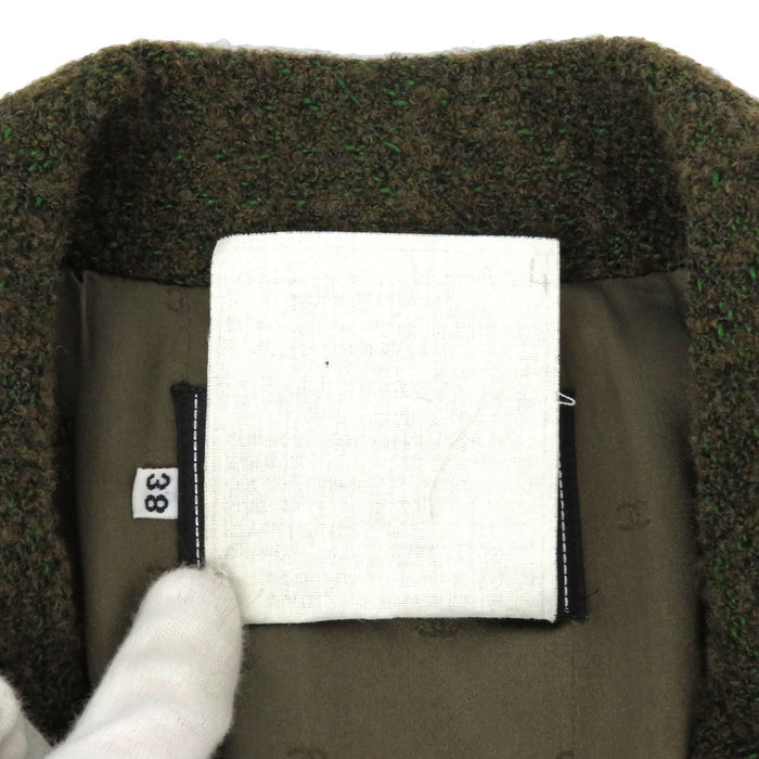 香奈兒  
COCO CC 可可鈕扣 94A 黃金色金屬  
可可標誌 復古 羊毛 長大衣