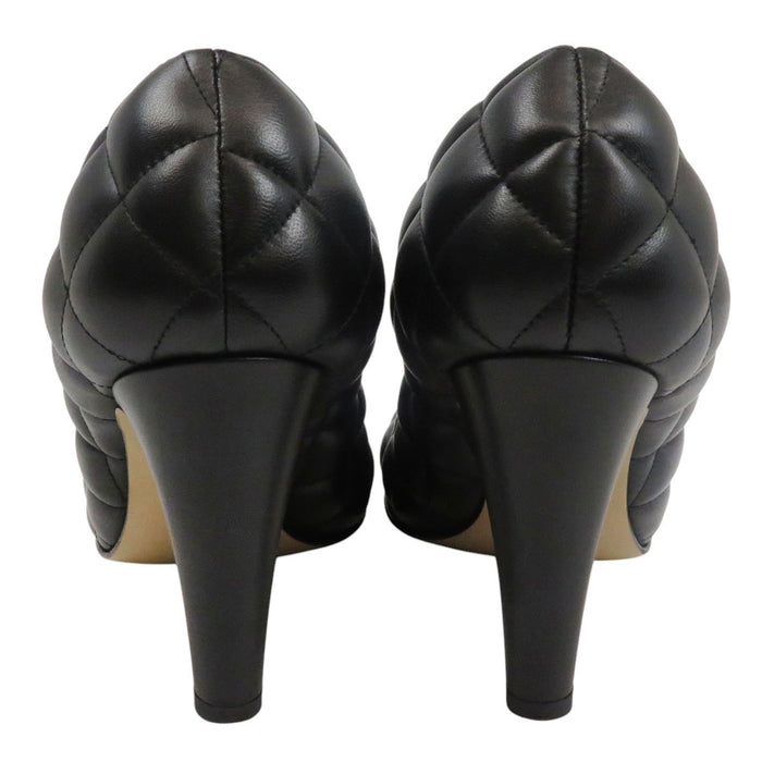 BOTTEGAVENETA 
Leather Quilted High Heels Square Toe 
Padded Cassette Woven Pumps