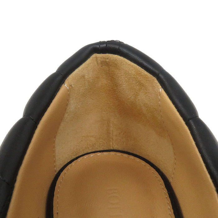 BOTTEGAVENETA 
Leather Quilted High Heels Square Toe 
Padded Cassette Woven Pumps