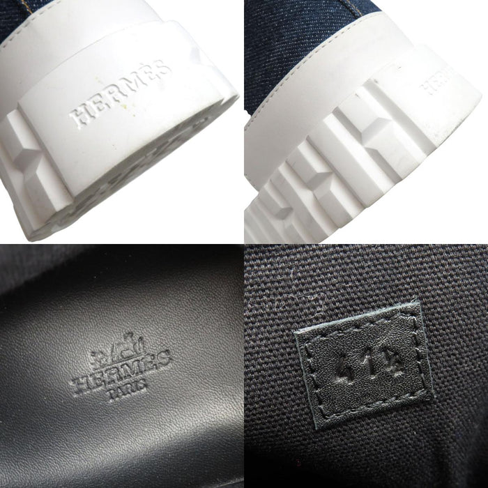 HERMES  
H Ash Logo Bookplate  
Climb Denim High-Cut Sneakers