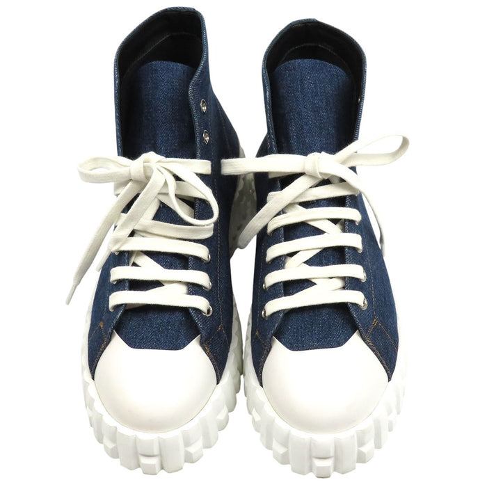 HERMES  
H Ash Logo Bookplate  
Climb Denim High-Cut Sneakers