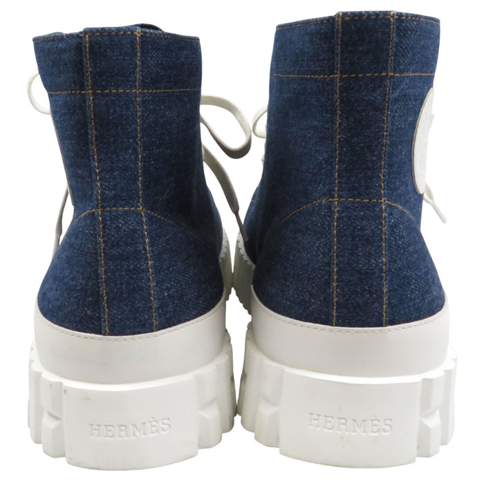 HERMES  
H Ash Logo Bookplate  
Climb Denim High-Cut Sneakers