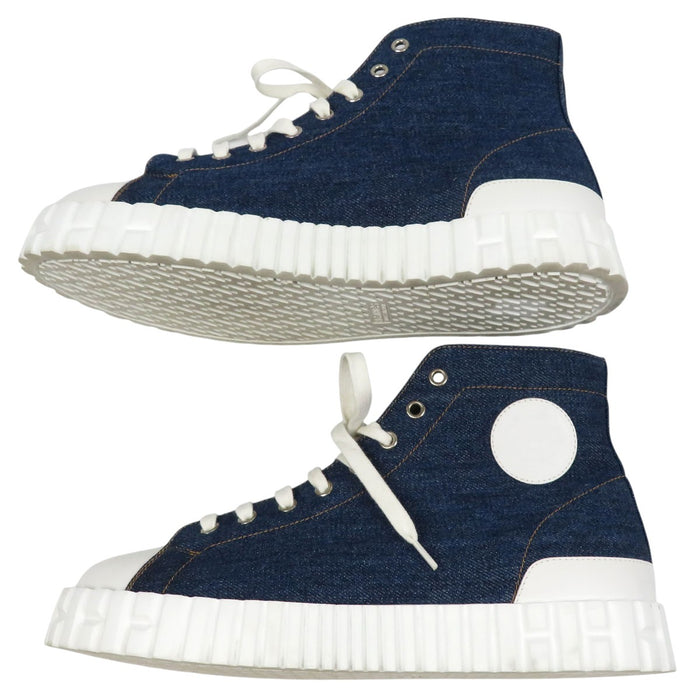 HERMES  
H Ash Logo Bookplate  
Climb Denim High-Cut Sneakers