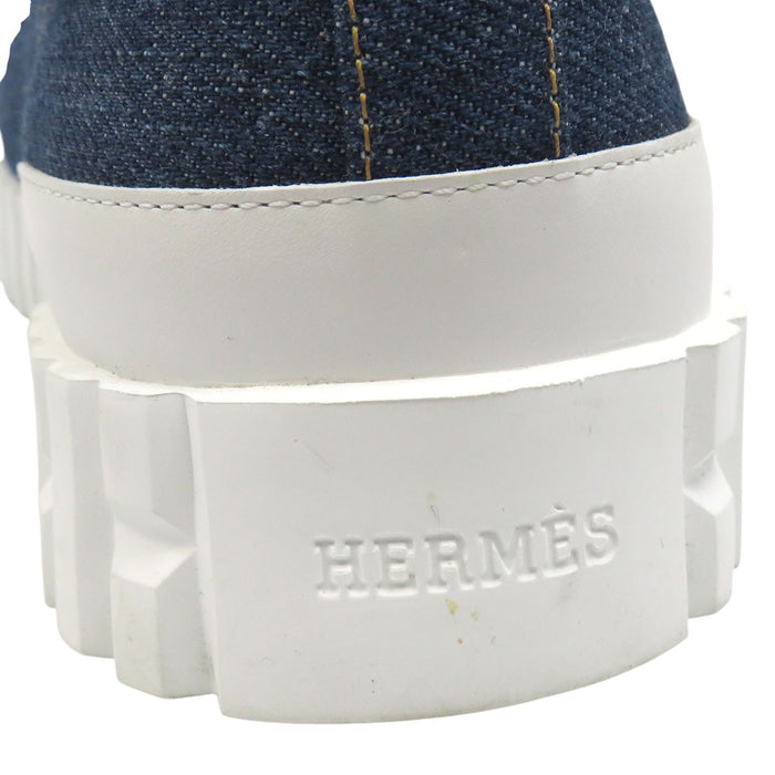 HERMES  
H Ash Logo Bookplate  
Climb Denim High-Cut Sneakers