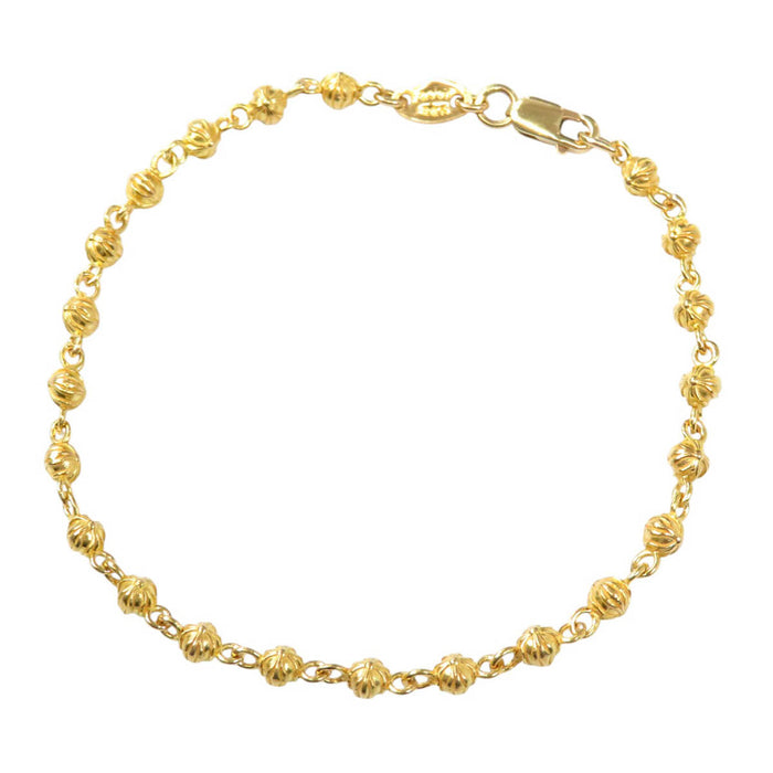 CHROME HEARTS 
CH TNY CHAÎNE PERLÉE 7 pouces Or jaune Gravure 2001 
Bracelet chaîne perlée minuscule 22 carats