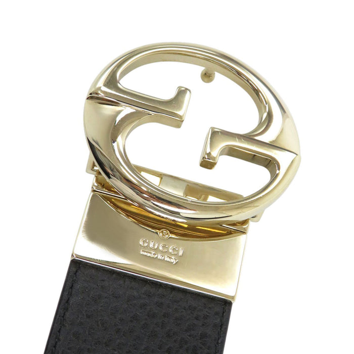 GUCCI  
Leather Gold-colored Metal  
GG Buckle Reversible Belt