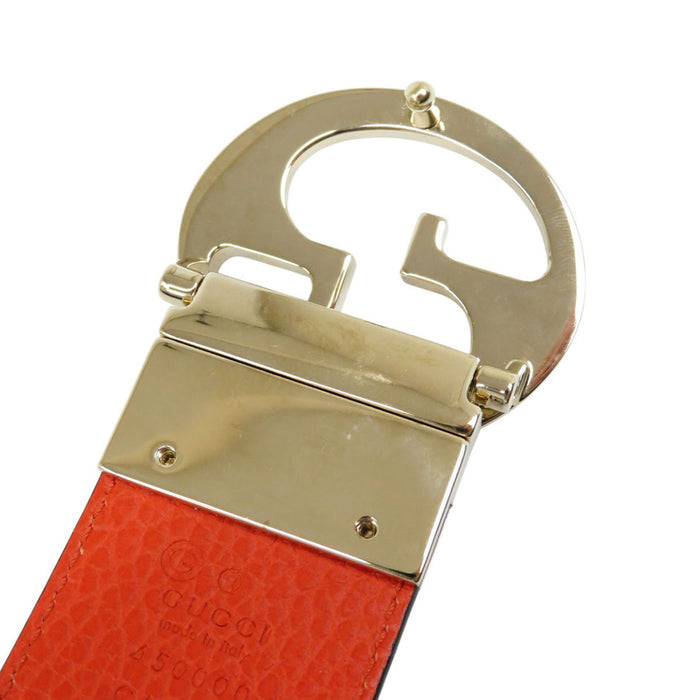 GUCCI  
Leather Gold-colored Metal  
GG Buckle Reversible Belt