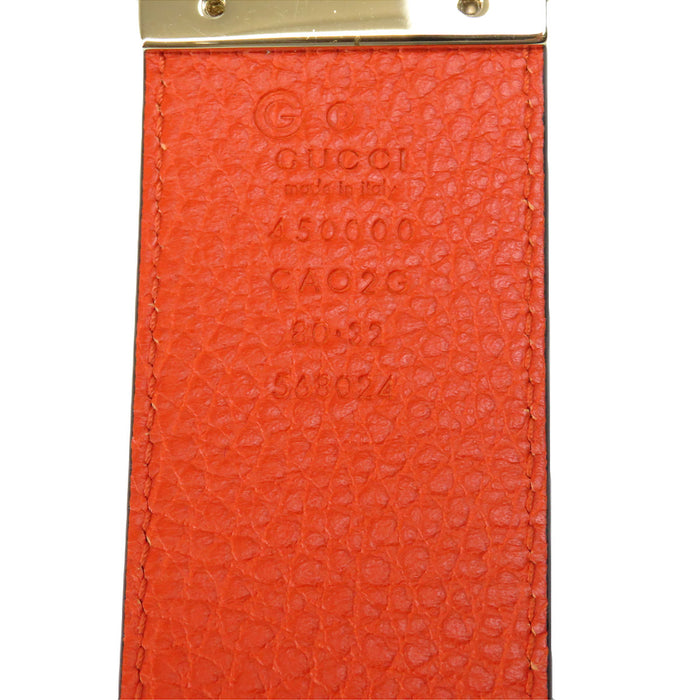 GUCCI  
Leather Gold-colored Metal  
GG Buckle Reversible Belt