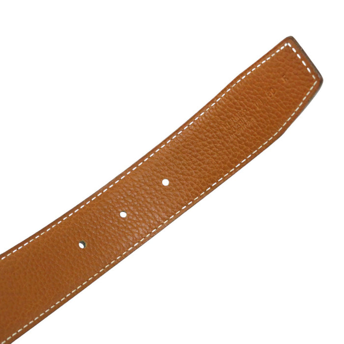 HERMES 
アッシュ □H刻印 ゴールドカラー金具 
H バックル リバーシブル レザー ベルト 32MM