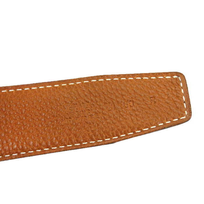 HERMES 
アッシュ □H刻印 ゴールドカラー金具 
H バックル リバーシブル レザー ベルト 32MM