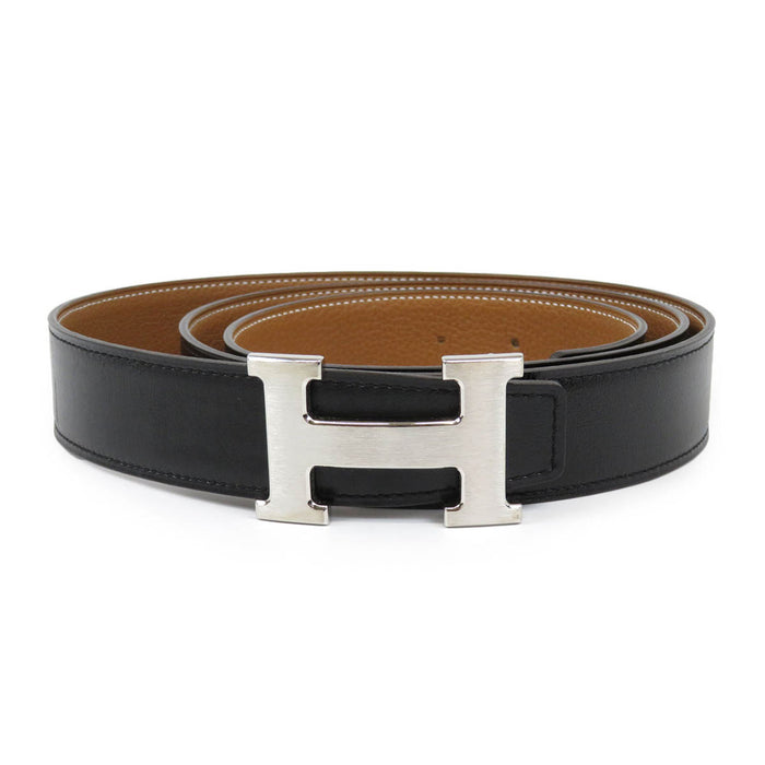 HERMES 
アッシュ W刻印 シルバーカラー金具 
H バックル リバーシブル レザー ベルト 32MM