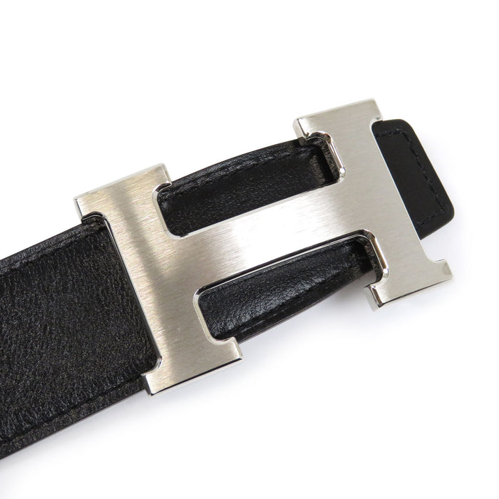 HERMES 
アッシュ W刻印 シルバーカラー金具 
H バックル リバーシブル レザー ベルト 32MM