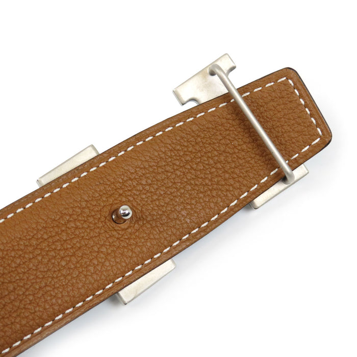 HERMES 
アッシュ W刻印 シルバーカラー金具 
H バックル リバーシブル レザー ベルト 32MM