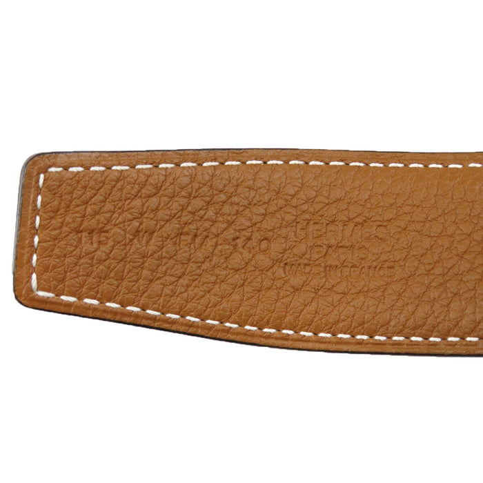 HERMES 
アッシュ W刻印 シルバーカラー金具 
H バックル リバーシブル レザー ベルト 32MM