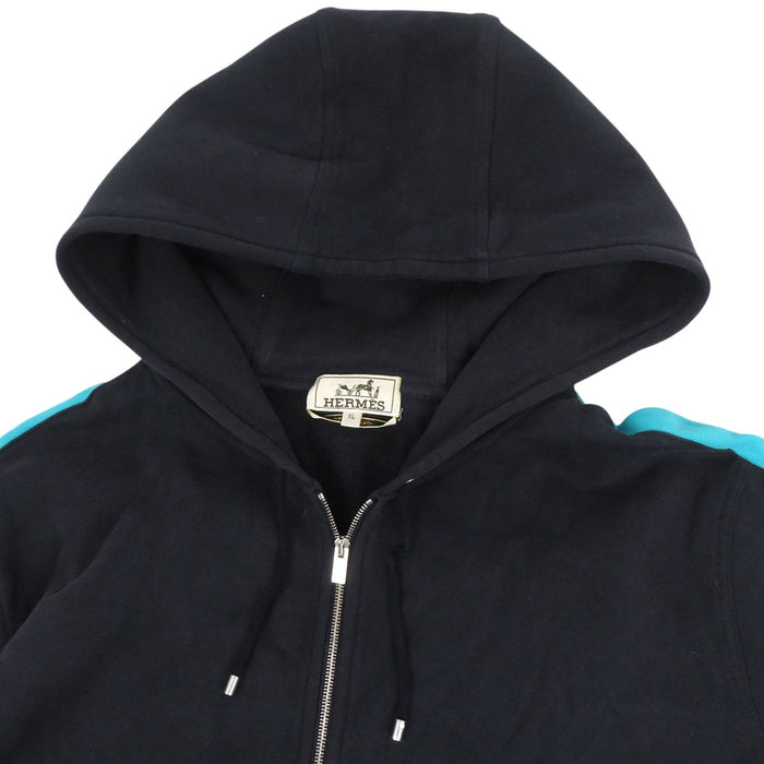 HERMES 
サイドライン スウェット 裏起毛 コットン 
ジップアップ フーディ