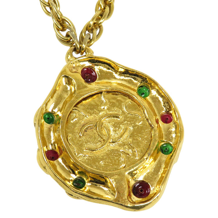 CHANEL 
COCO CC ロゴ ゴールドカラーメタル 
ココマーク グリポア ネックレス