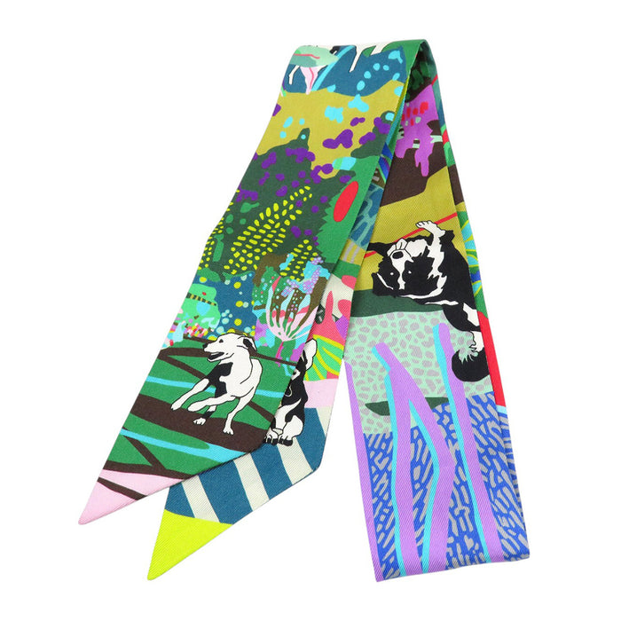 HERMES 
犬 シルク 
ツイリー En Liberte 自由に スカーフ