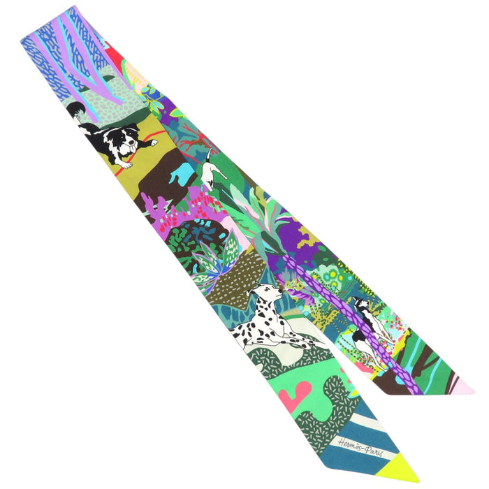 HERMES 
犬 シルク 
ツイリー En Liberte 自由に スカーフ