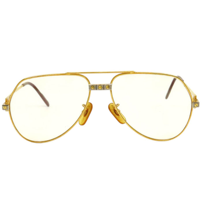 CARTIER 
ツーブリッジ ティアドロップ カラーレンズ アイウェア ゴールドカラー金具 
サントス ドゥ カルティエ サングラス