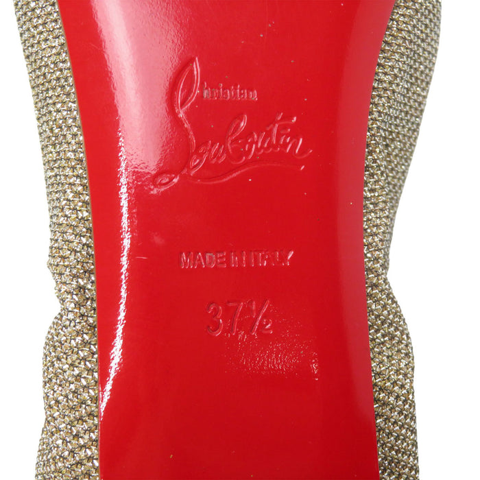 Christian Louboutin 
ラメ レザー 
グリッター リボン バレエシューズ