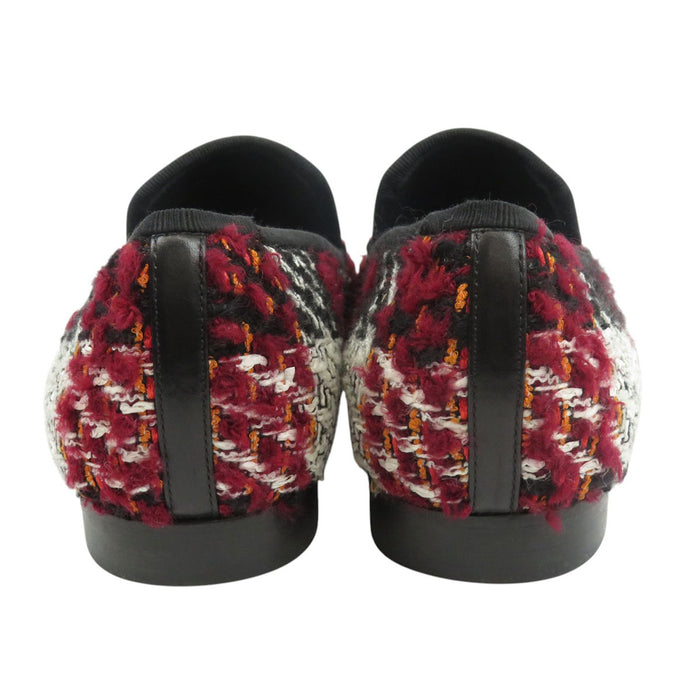 CHANEL 
COCO CC logo mocassin plat chaussures d'opéra cuir 16K 
emblème Coco mocassin en tweed