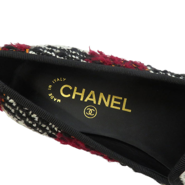 CHANEL 
COCO CC logo mocassin plat chaussures d'opéra cuir 16K 
emblème Coco mocassin en tweed