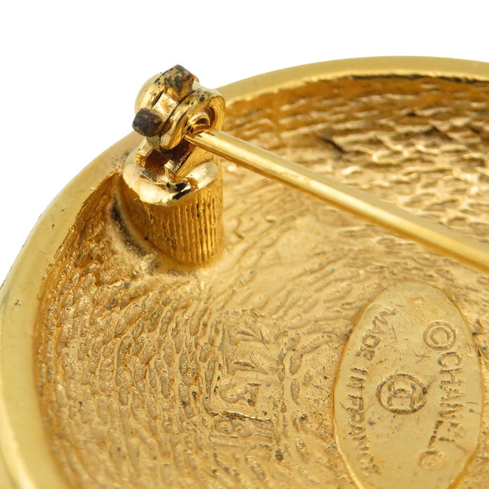 CHANEL 
COCO CC ロゴ ゴールドカラーメタル 
ラウンド ココマーク ブローチ