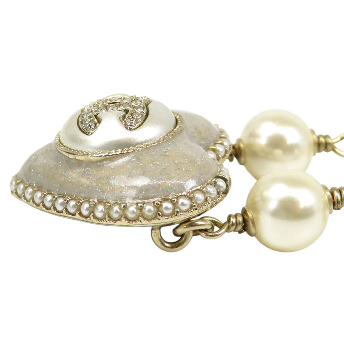 CHANEL 
COCO CC B22B ラインストーン ライトゴールドカラーメタル 
ココマーク ハート コスチュームパール ネックレス