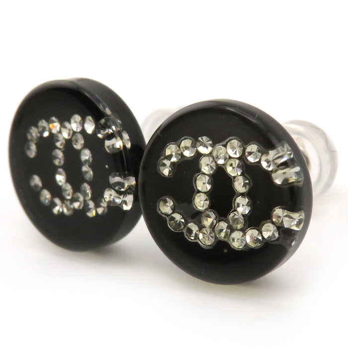 CHANEL 
COCO CC ロゴ 03A シルバーカラーメタル 
ココマーク ラインストーン ラウンド ピアス