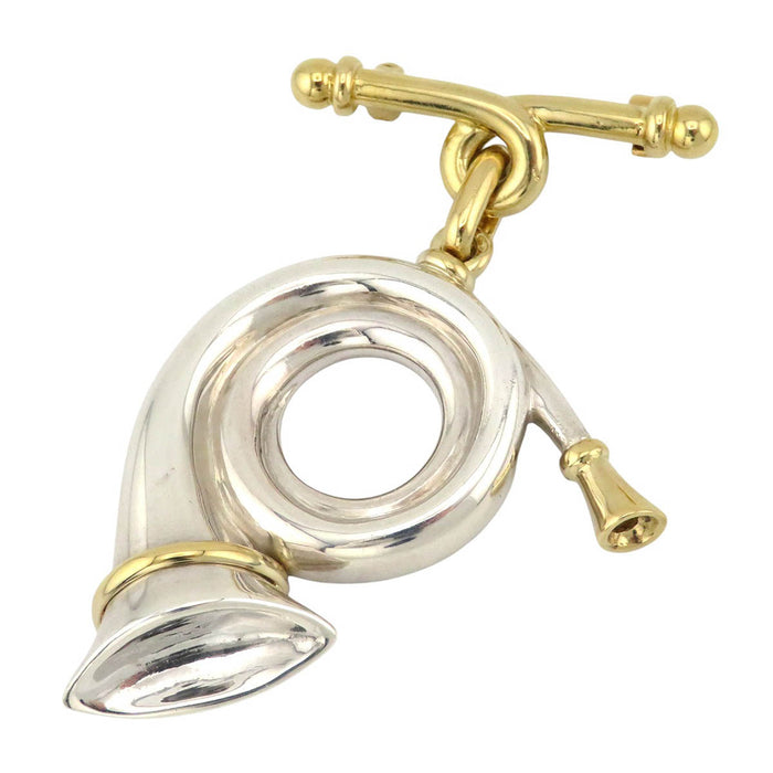 HERMES 
ゴールドカラーメタル シルバーカラーメタル 
ホルン モチーフ ブローチ HERMES -Authentic Pre-owned ブローチ by TS Trading Co., Ltd.