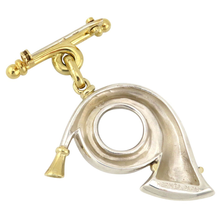 HERMES 
ゴールドカラーメタル シルバーカラーメタル 
ホルン モチーフ ブローチ HERMES -Authentic Pre-owned ブローチ by TS Trading Co., Ltd.