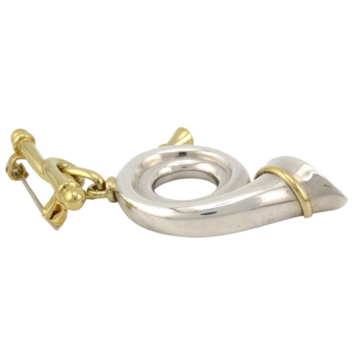 HERMES 
ゴールドカラーメタル シルバーカラーメタル 
ホルン モチーフ ブローチ HERMES -Authentic Pre-owned ブローチ by TS Trading Co., Ltd.